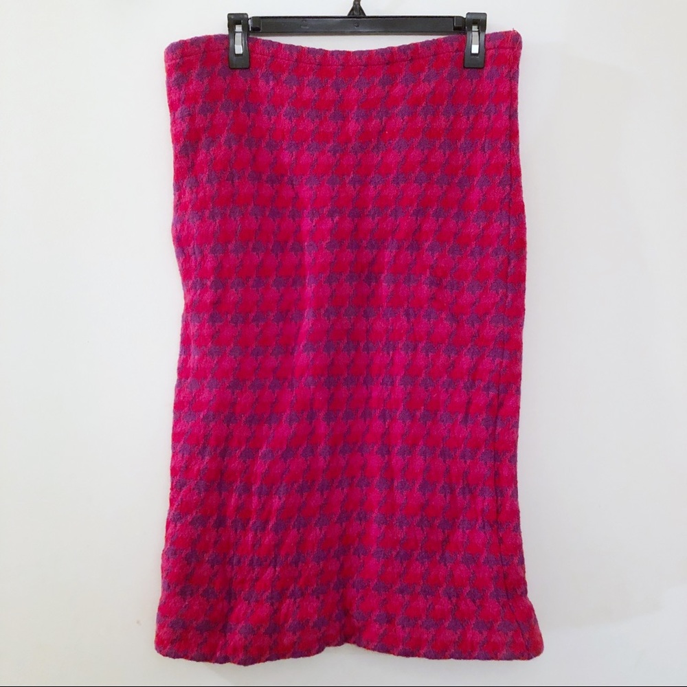 Vintage Houndstooth Fuchsia Pomegranate Skirt